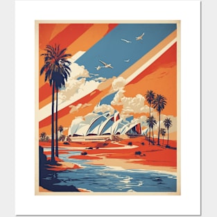 Orange Sydney Opera House Australia Vintage Travel Poster Tourism Art Posters and Art